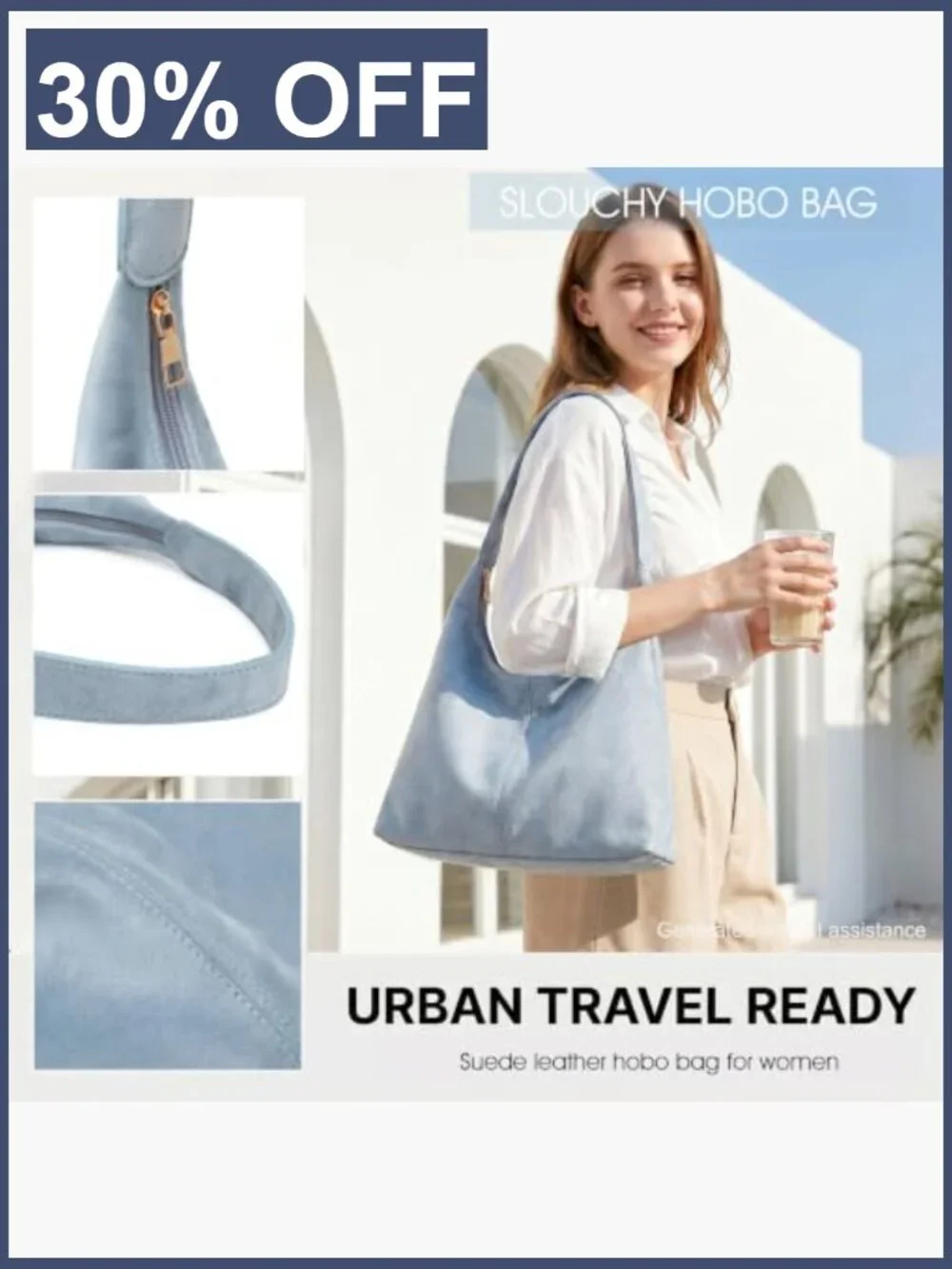 Slouchy Faux Suede Hobo Bag Women Shoulder Purse Large Tote Work Travel with